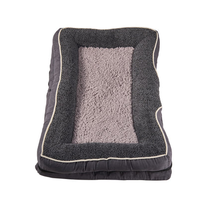 Dark Grey Anti-Slip Pet Bed with Plush Interior & Removable Cover