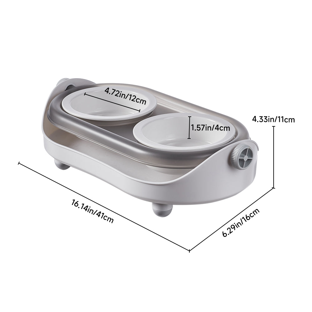 Tilt-Adjustable Ceramic Double Bowl Pet Feeder – Ergonomic Design for Cats and Dogs