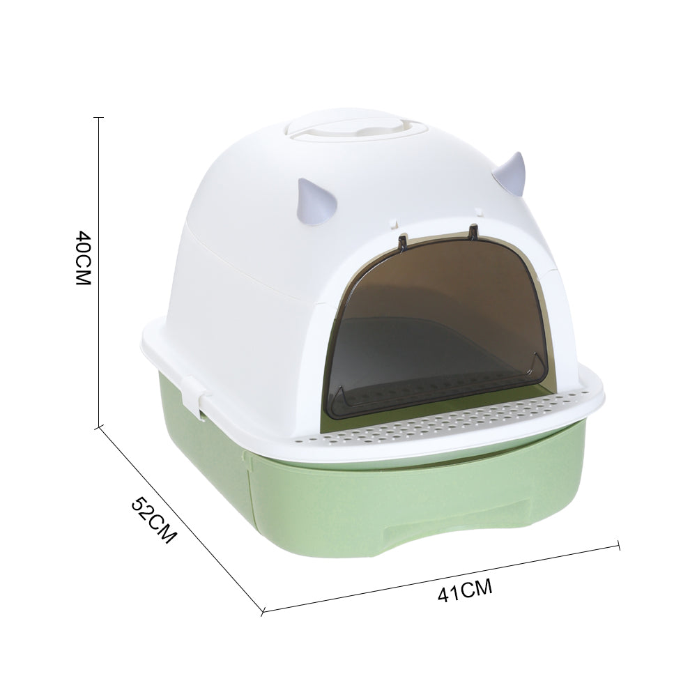 Fully Enclosed Cat Litter Box with Pull-Out Drawer and Deodorizer – Space-Saving, Odour-Reducing Design