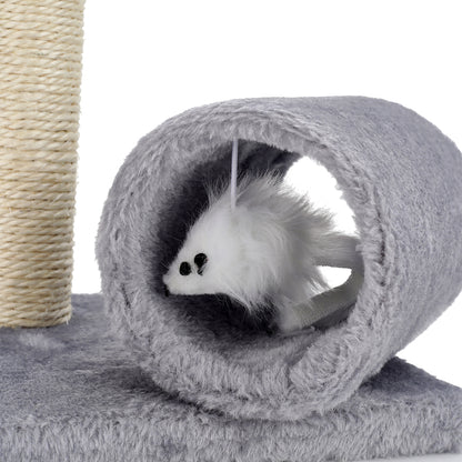3-in-1 Cat Scratching Post with Plush Tunnel & Hanging Ball Toys – Compact Activity Center for Kittens