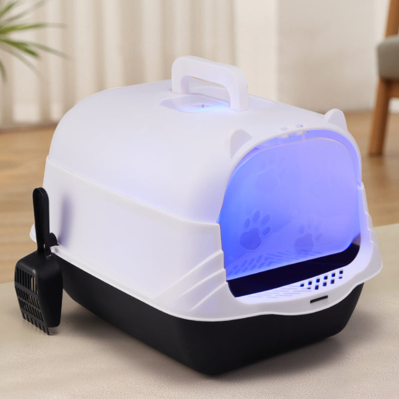 Large Enclosed Cat Litter Box with UV Disinfection Light – Odor Control and Easy-Clean Design