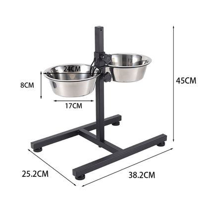Adjustable Double-Bowl Pet Feeder – Elevated Stand for Cats & Dogs, Anti-Slip & Hygienic Design