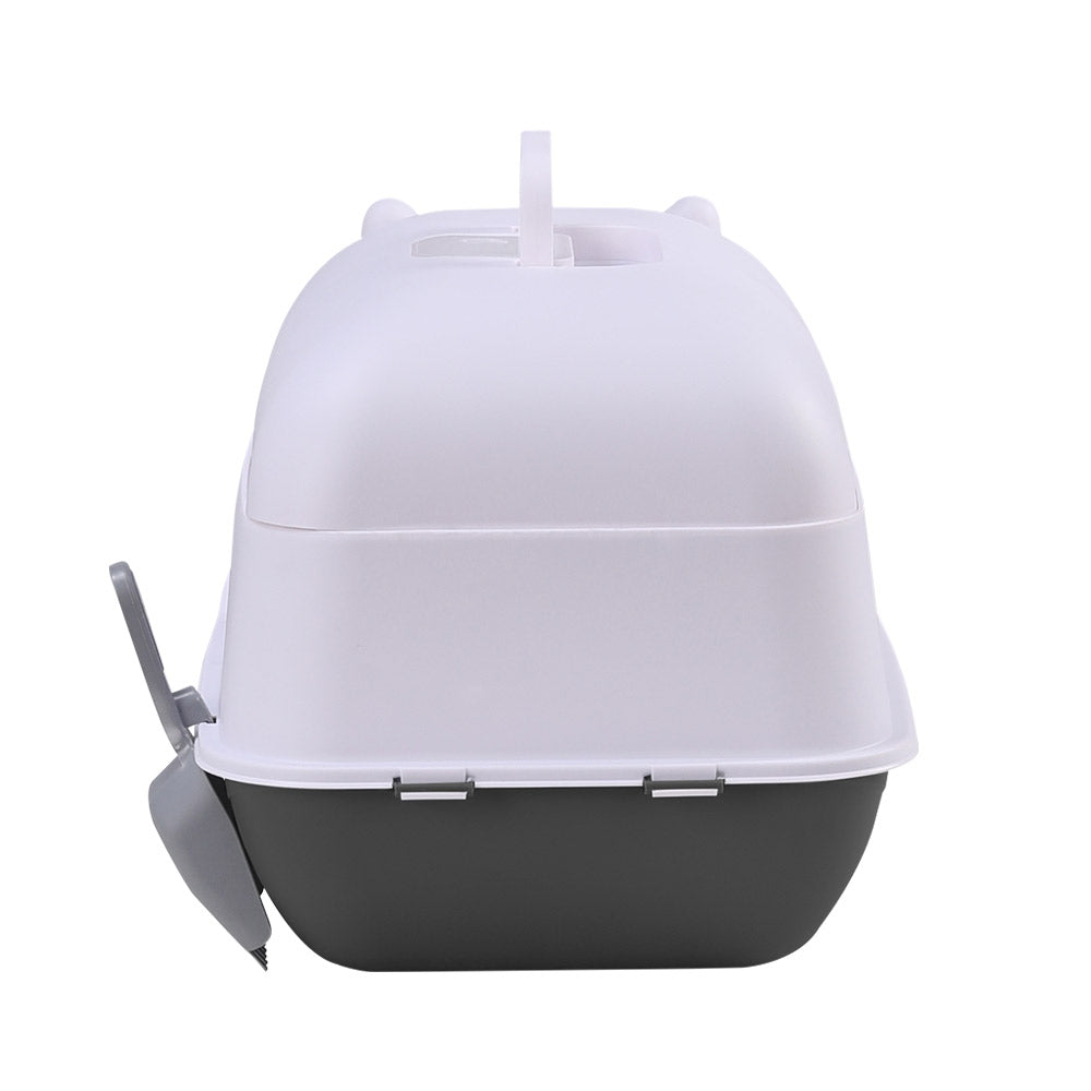 Detachable Cat Litter Box with Deodorising Compartment – Grey & White, Easy-to-Clean Design