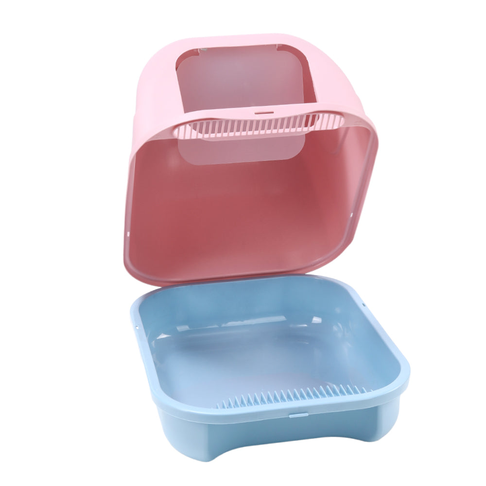 Durable Flip-Top Cat Litter Box with Odour Control & Scoop