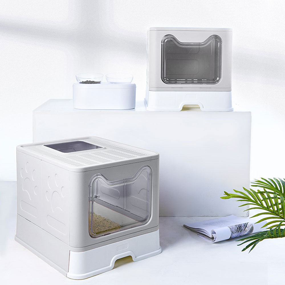 Front-Entry, Top-Opening Foldable Cat Litter Box – Compact, Easy Clean, and Space-Saving Design