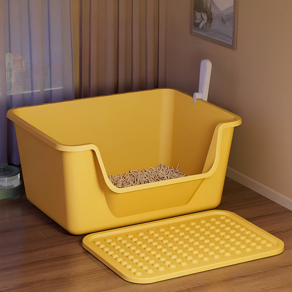 Large Anti-Splash Cat Litter Box with Mat and Scoop – Easy Access & Mess-Free Design