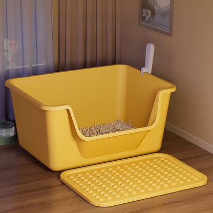 Large Anti-Splash Cat Litter Box with Mat and Scoop – Easy Access & Mess-Free Design
