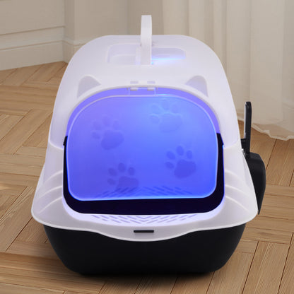 Large Enclosed Cat Litter Box with UV Disinfection Light – Odor Control and Easy-Clean Design