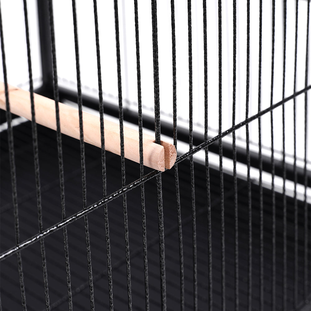 Spacious Open-Top Metal Bird Cage with Casters and Dual Feeding Doors