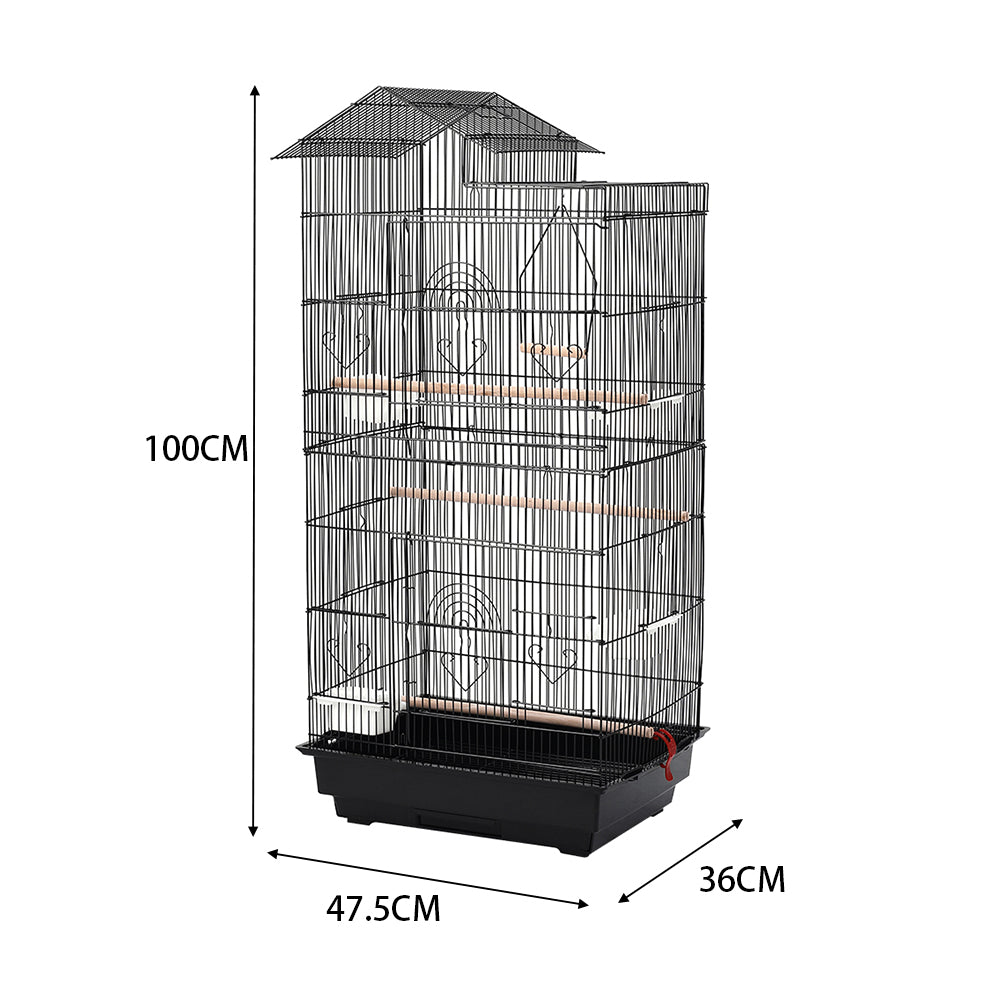 Large Metal Bird Cage with Swing, Perches, and Feeding Stations – Ideal for Small to Medium Pet Birds