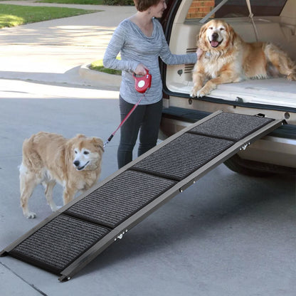 Outdoor Foldable Metal Dog Ramp – Non-Slip Pet Ladder for Cars, Trucks, and SUVs
