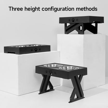Adjustable Elevated Dog Feeder with 2 Stainless Steel Bowls – Foldable Raised Stand for Food & Water