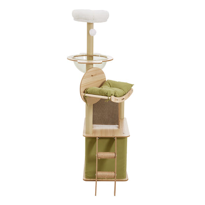 Luxurious 6-Tier Cat Tower with Scratching Board, Rotatable Hammock & Acrylic Capsule – Space-saving Multifunctional Playground