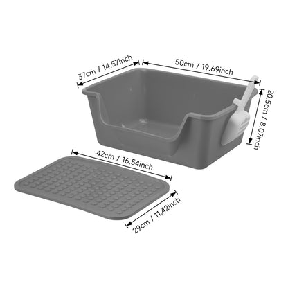 Large Anti-Splash Cat Litter Box with Mat and Scoop – Easy Access & Mess-Free Design