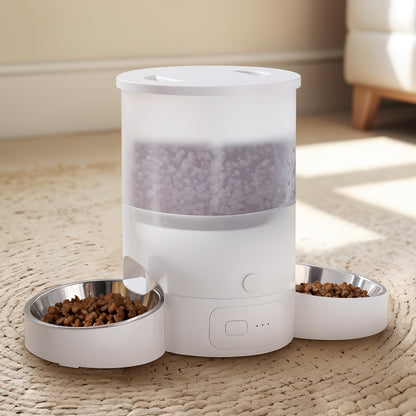 3L Dual Bowl Smart Pet Feeder – App Control, Voice Recording & Anti-Jam Design