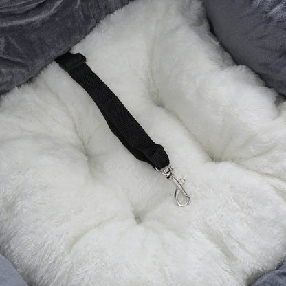 Dog Car Seat Bed for Small to Medium Pets – Travel Booster with Adjustable Strap & Storage Pockets