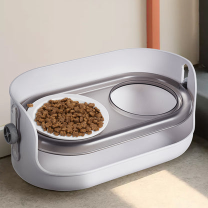 Adjustable Ceramic Double Bowl Pet Feeder – Elevated Stand with 3 Height Levels & 15° Tilt for Cats and Dogs