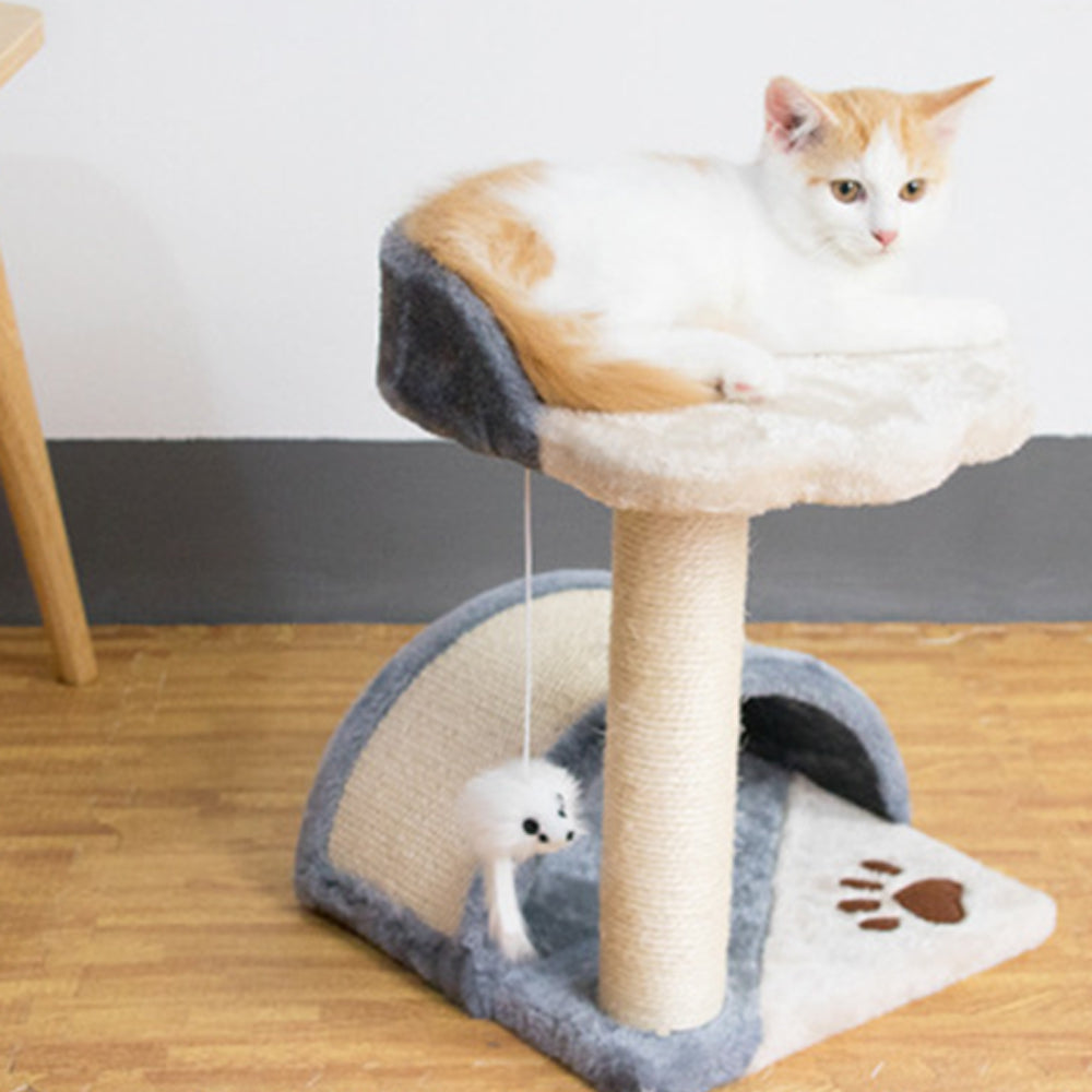 Multi-Level Cat Scratching Post – Sisal Arch with Plush Perch and Dangling Toys