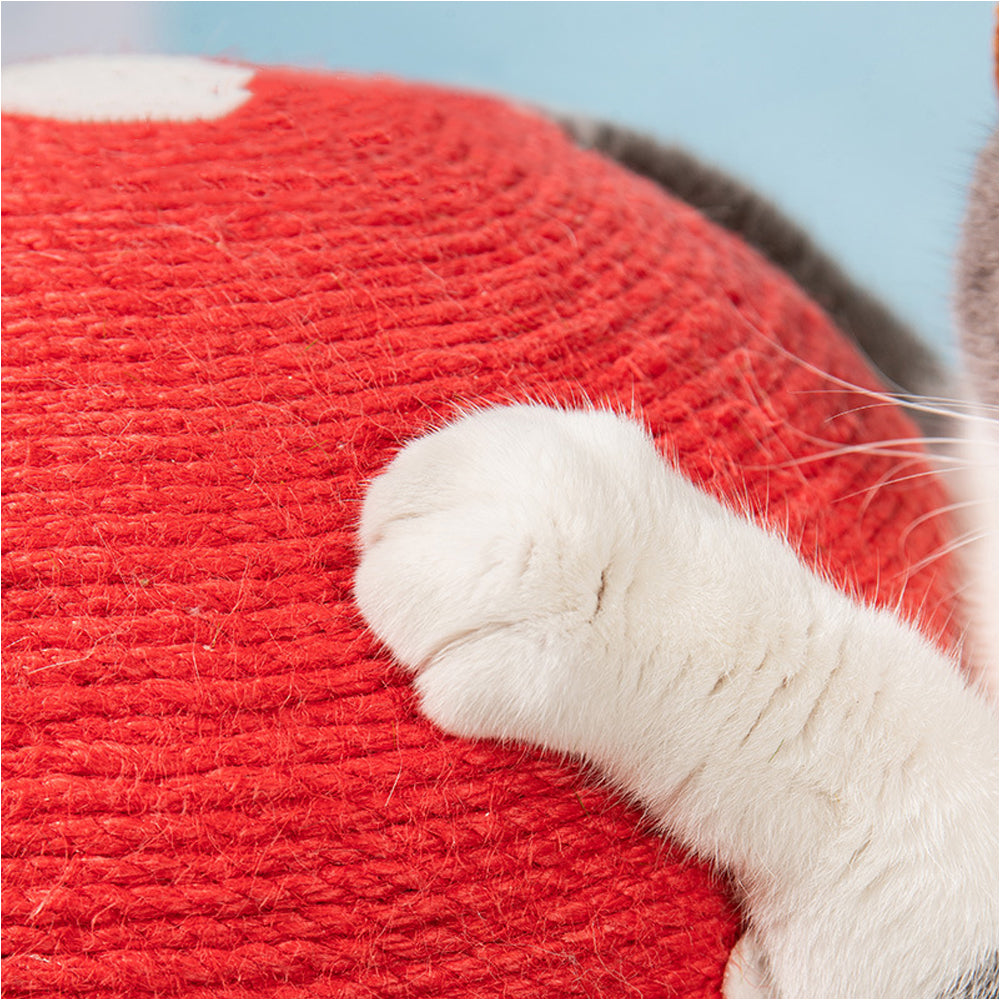 Sisal Mushroom Cat Scratching Post – Freestanding Claw Sharpener with Plush Base and Hanging Toys