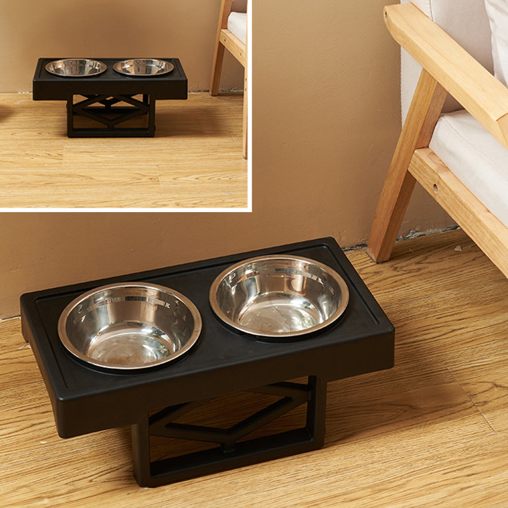Height Adjustable Pet Bowl Stand with 2 Stainless Steel Bowls – Portable, Hygienic, Non-Slip Design