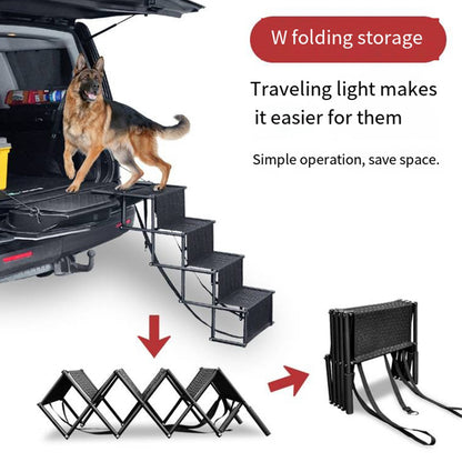 Lightweight Folding Pet Stairs - Adjustable Telescopic Ladder for Cats & Dogs