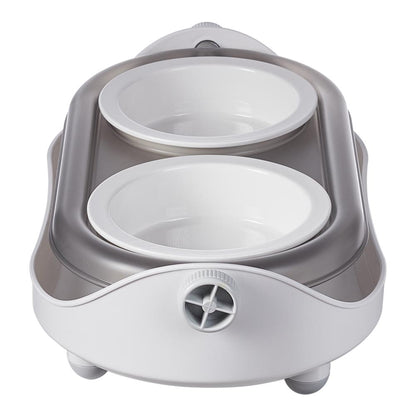 Tilt-Adjustable Ceramic Double Bowl Pet Feeder – Ergonomic Design for Cats and Dogs