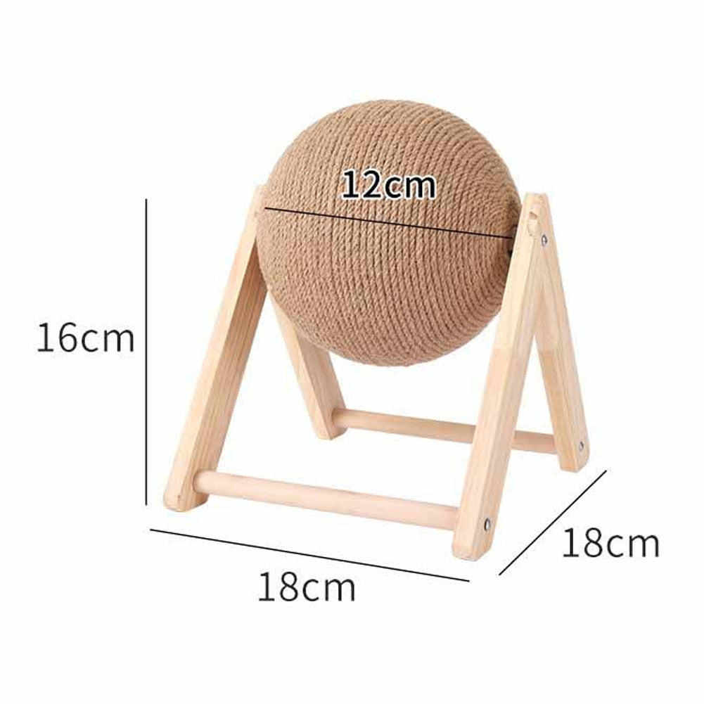 Cat Scratching Ball – Natural Sisal Interactive Toy with Solid Wood Base