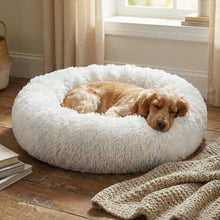 Plush Donut-Shaped Calming Dog Cuddler Bed with Raised Rim