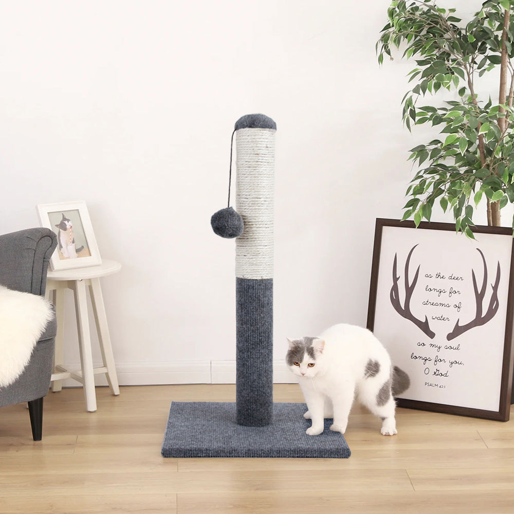 Natural Sisal Cat Scratching Post with Hanging Ball – Stable Base & Fun Design for Indoor Cats