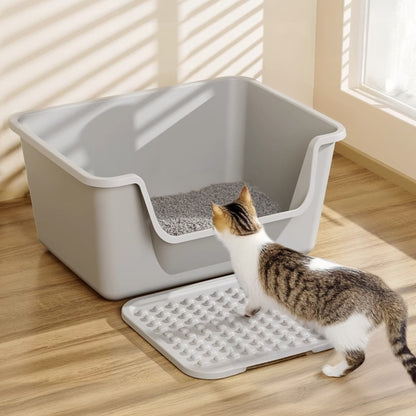 Large Anti-Splash Cat Litter Box with Mat and Scoop – Easy Access & Mess-Free Design