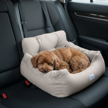 Light Grey Travel Pet Bed with Storage Pockets – Cozy Car Seat Protector with Safety Straps