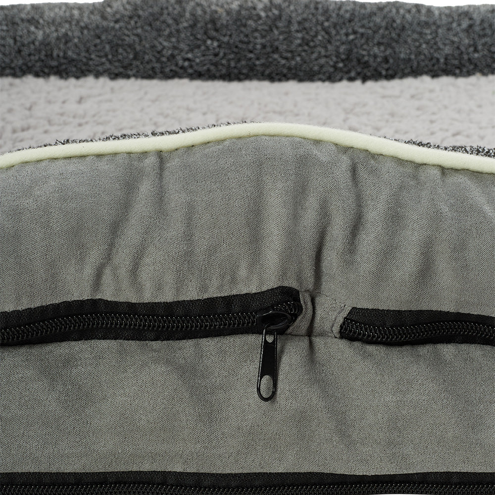 Light Grey Anti-Slip Pet Bed with Plush Interior & Removable Cover