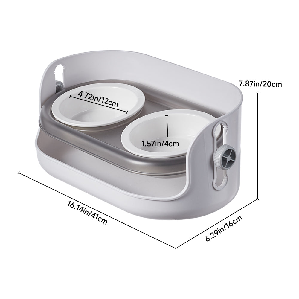 Adjustable Ceramic Double Bowl Pet Feeder – Elevated Stand with 3 Height Levels & 15° Tilt for Cats and Dogs