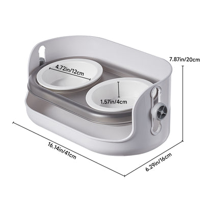 Adjustable Ceramic Double Bowl Pet Feeder – Elevated Stand with 3 Height Levels & 15° Tilt for Cats and Dogs