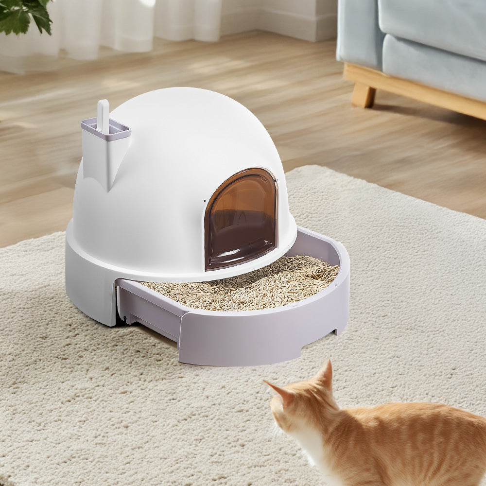Large Enclosed Cat Litter Box with Bidirectional Doors – Multi-Cat, Odor-Control, Easy-Clean Design