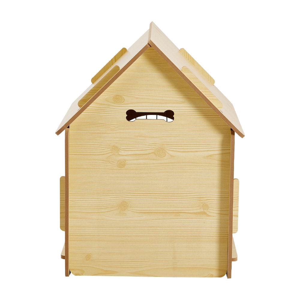 Wooden Pet House with Wire Door – Medium Size, Natural Finish