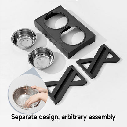 Adjustable Elevated Dog Feeder with 2 Stainless Steel Bowls – Foldable Raised Stand for Food & Water