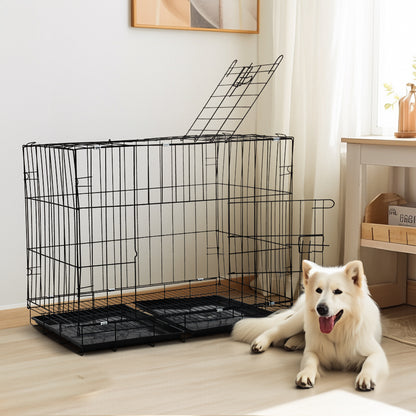 Foldable Wire Pet Crate with Dual Doors and Removable Tray – Secure & Easy-Clean Kennel for Small Pets