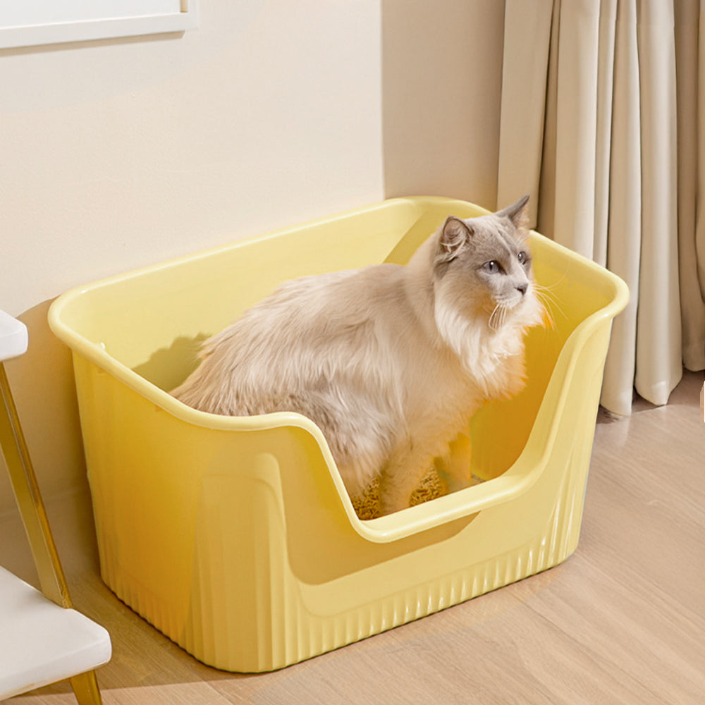 Open Top Cat Litter Box with Scoop – Easy Entry & Spill-Proof Design