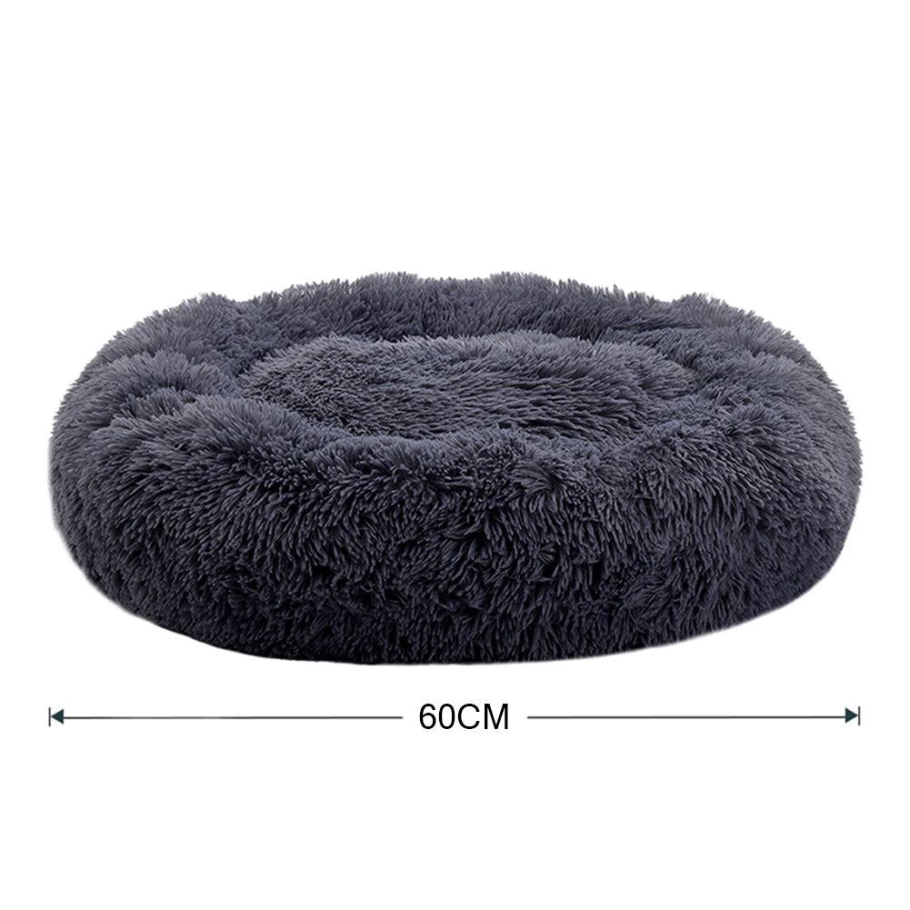Calming Donut Plush Pet Bed – Ultra-Soft Round Nest with Raised Rim and Anti-Slip Base