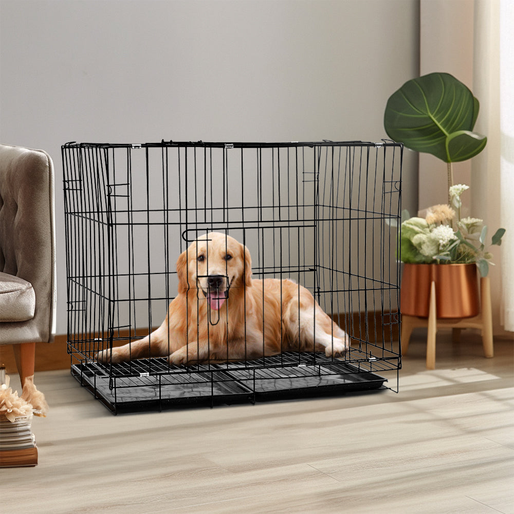 Foldable Wire Pet Crate with Dual Doors and Removable Tray – Secure & Easy-Clean Kennel for Small Pets