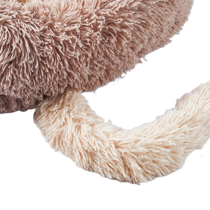 Round Plush Calming Pet Bed with Adorable Ears – Soft, Cozy, and Supportive