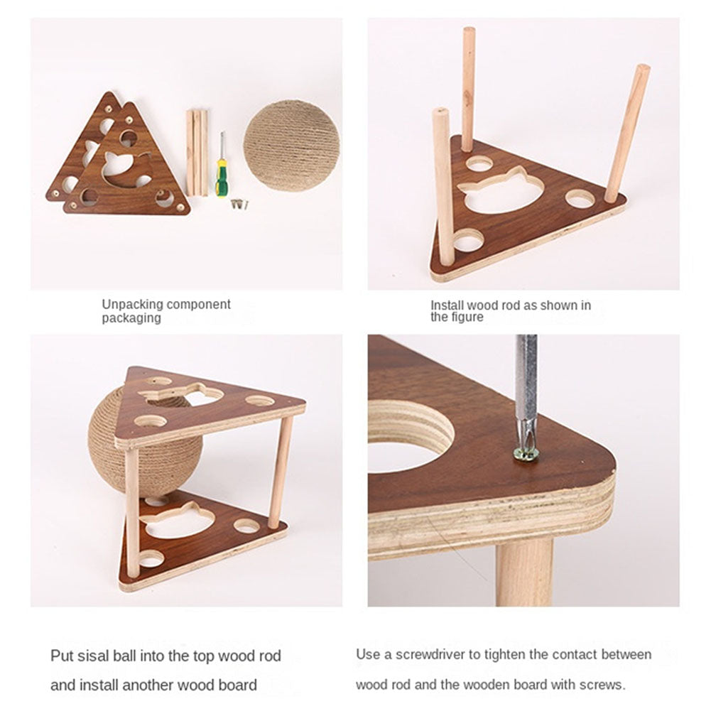 Cat Scratching Ball – Natural Sisal Interactive Pet Toy with Wooden Base