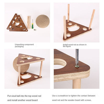 Cat Scratching Ball – Natural Sisal Interactive Pet Toy with Wooden Base