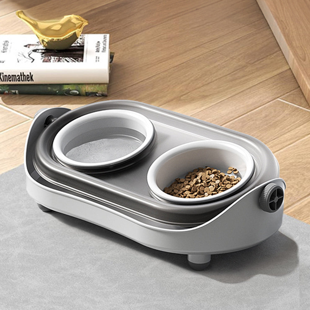 Tilt-Adjustable Ceramic Double Bowl Pet Feeder – Ergonomic Design for Cats and Dogs