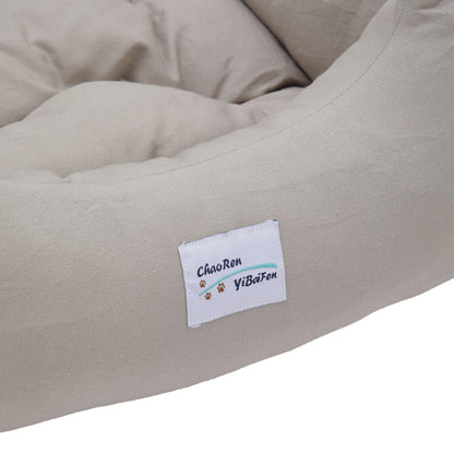 Light Grey Travel Pet Bed with Storage Pockets – Cozy Car Seat Protector with Safety Straps