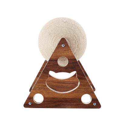 Cat Scratching Ball – Natural Sisal Interactive Pet Toy with Wooden Base
