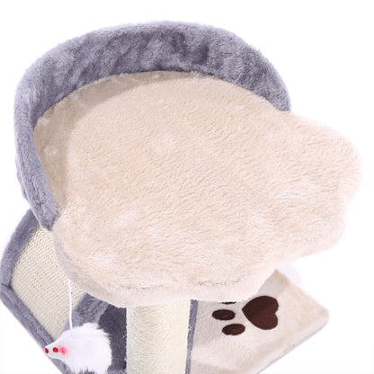 Multi-Level Cat Scratching Post – Sisal Arch with Plush Perch and Dangling Toys