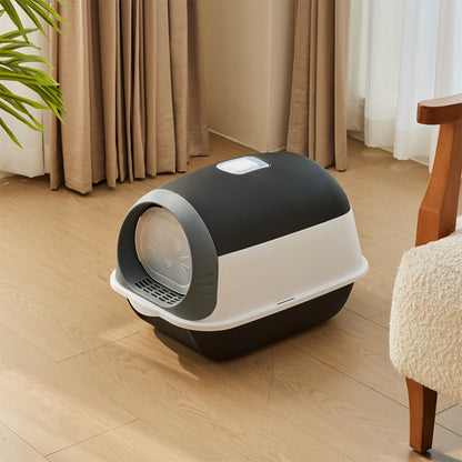 Detachable Cat Litter Box with Built-in UV Sterilizer Lamp and Two-Way Access