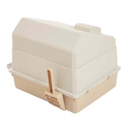 Foldable Large Cat Litter Box with Two-Way Door & Deodorizing Compartment – Multi-Cat Friendly, Easy-Clean Design